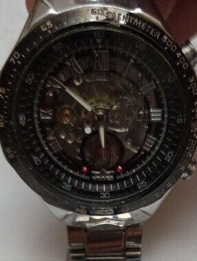 Automatic Men's Silver Stainless Steel Skeleton Dial Watch